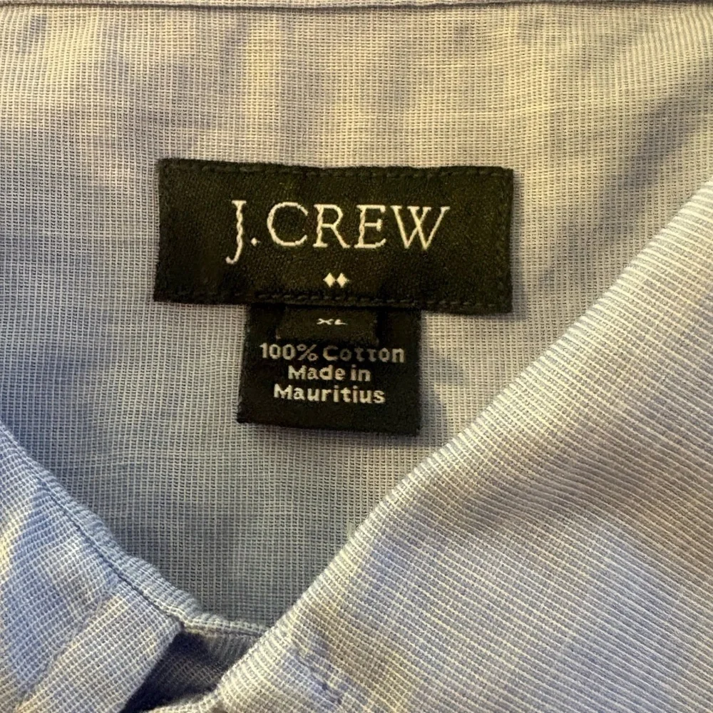 J. Crew Shirt Mens XL Tailored Fit Button Up Long Sleeve Cotton Blue - Large